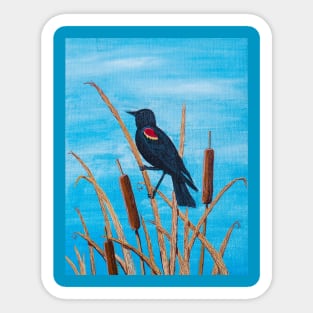 Red Winged Blackbird at the Pond Sticker